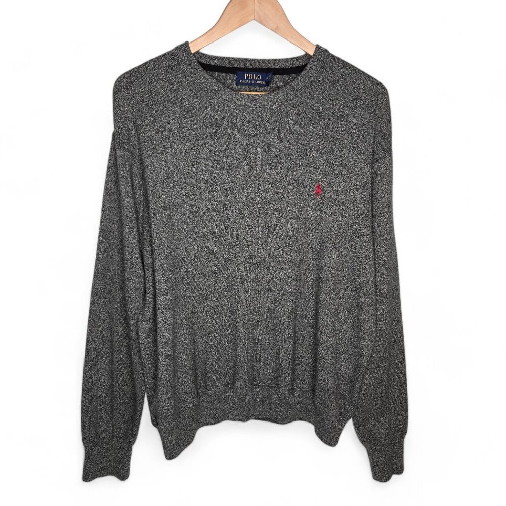 Polo by Ralph Lauren Crew Neck Sweater Men's Heather Grey Long Sleeve Preppy XL